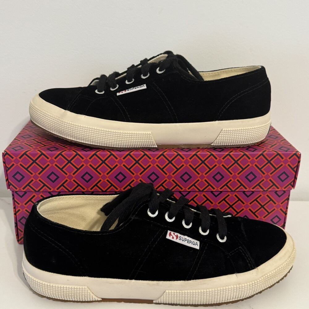 Superga 2750 Velvet Cotu Classic Black Size EU 38 USA Size 6 Mens 7.5 Womens
